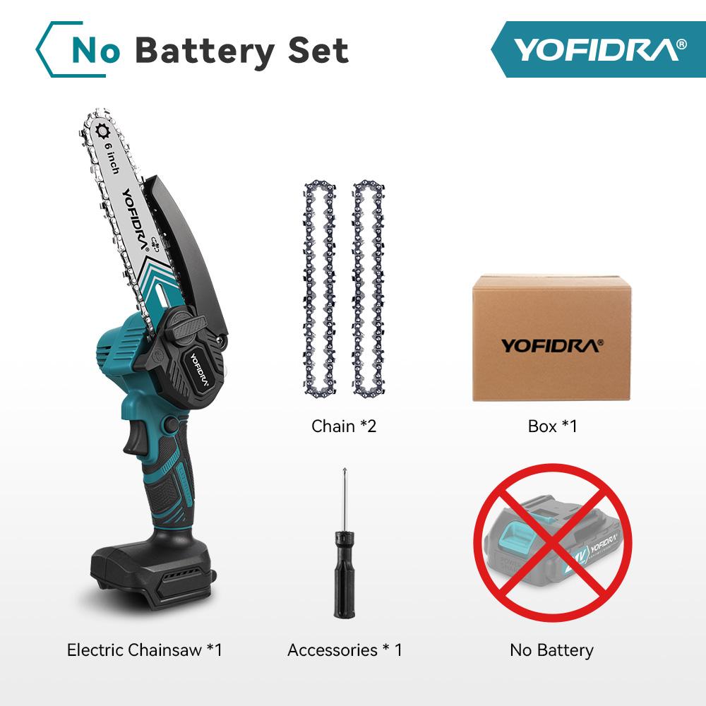 Yofidra 6-tommers Kjedesag Trådløs Elektrisk Sag Trearbeid Hage Klipping Beskjæringssag Elektroverktøy For Makita 21V Batteri Pin