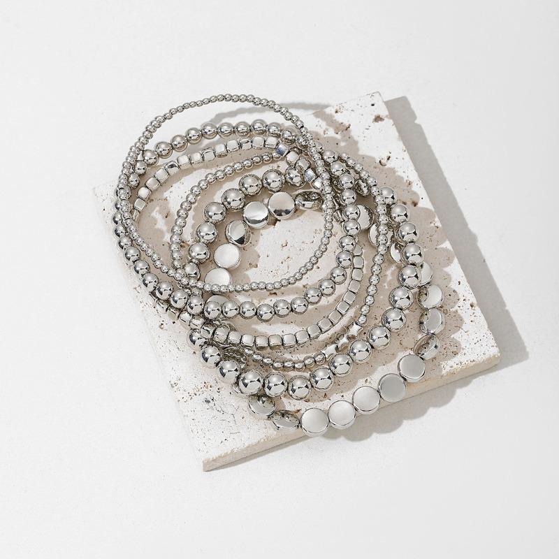 Alloy beaded bracelet jewelry women's niche light luxury high-end handmade geometric stacked anklet