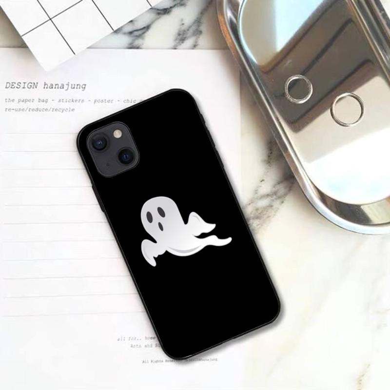 Cute Ghost Spooky Phone Case For IPhone 13 12 11 XS X 8 7 6 Plus Mini Pro Max SE 2022 Soft Black Phone Cover