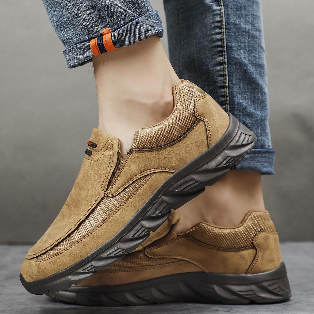 Men Leather Casual Shoes Breathable Loafers For Men Comfortable Leather Slip On Sneakers Flat Footwear Men Shoes
