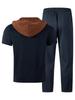 Men's Summer Hooded Drawstring Casual Sport Two-Piece Set