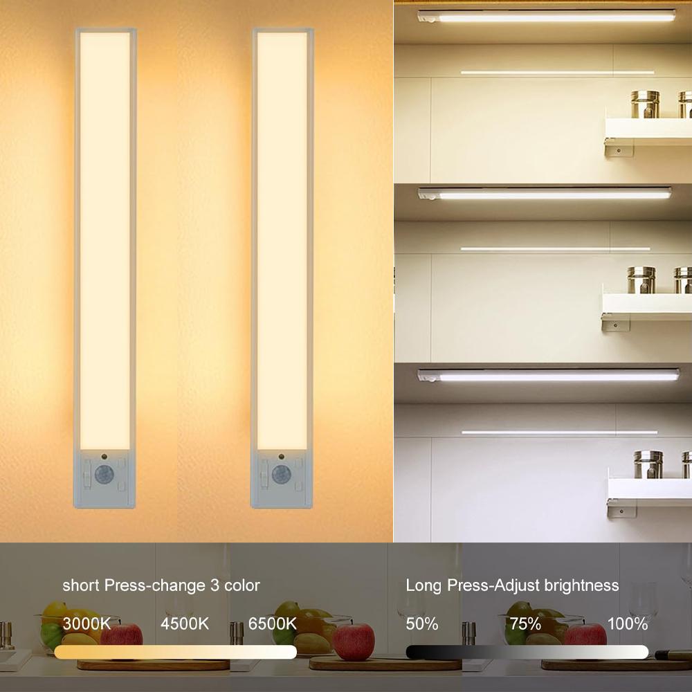 1PC 10/20/30/45cm Cabinet Lights Rechargeable Motion Sensor Indoor USB Charging Closet Light Battery Operated with 3 Color Lamp