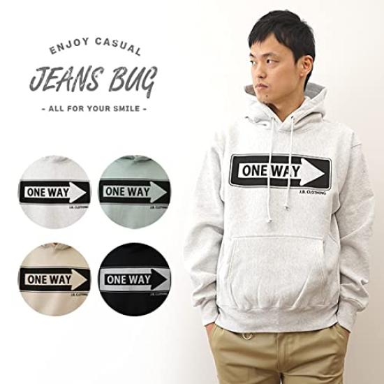 12oz Pullover Parka ONE WAY Original American Casual Print Heavy Weight Sweat Hoodie M Black [Jeans Bug] 12PP-ONEWA (2)