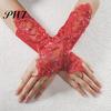 Guantes de encaje con perlas sintéticas para mujer, guantes sin dedos para novia, fiesta de boda, vestido de novia