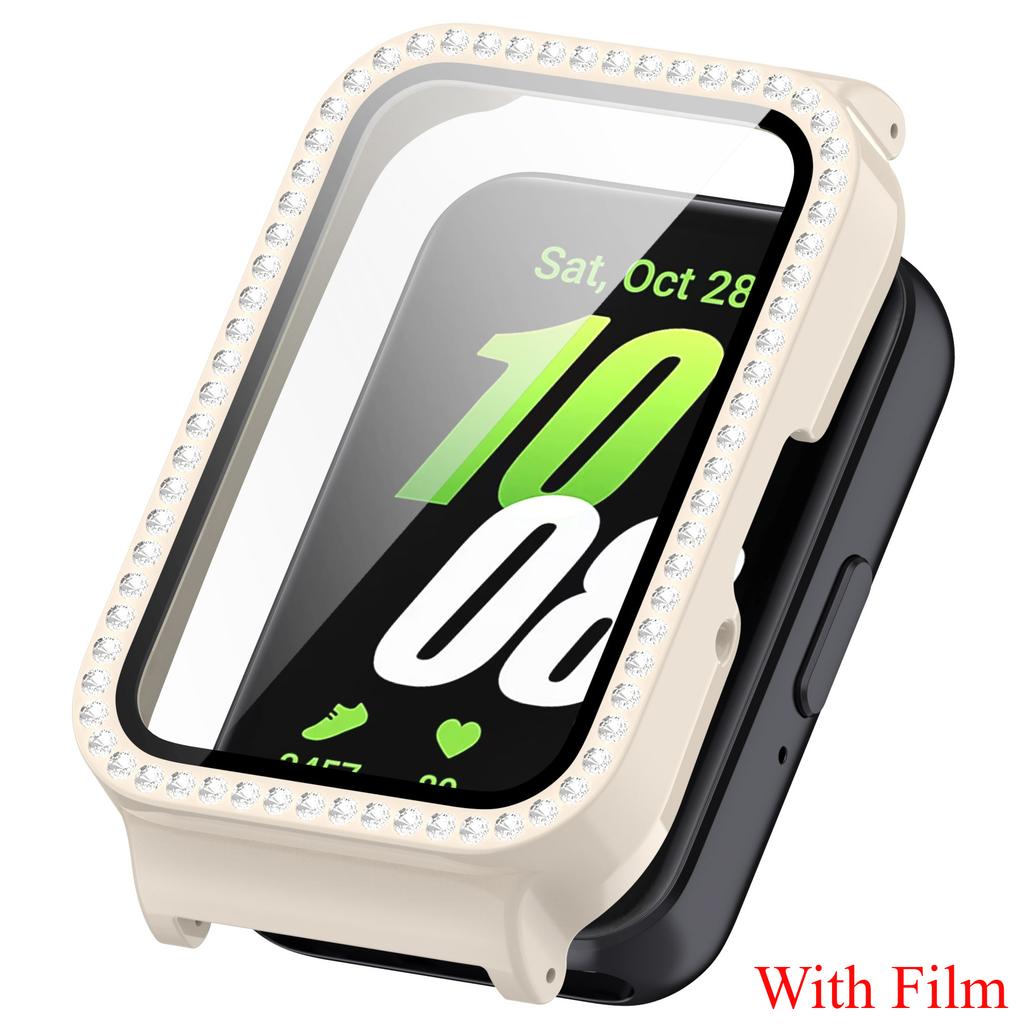 Ochranný Bling PC dutý kryt pro Samsung Galaxy Fit 3 Chytré hodinky Pásek Diamantový Křišťálový Nárazník Ochranný kryt Obrazovka