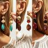 Vintage Resin Acrylic Geometric Pendant Earrings for Women Bohemian Round Water Droplet Drop Earrings Jewelry Accessories