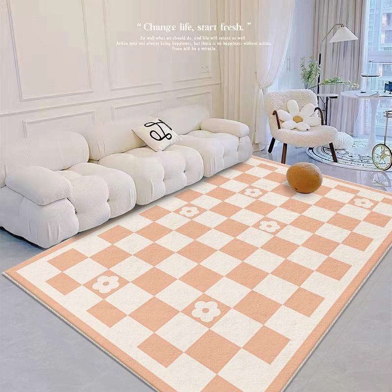 Double-Sided Flannel Carpet - Reversible Design Living Room Rug, 2-in-1 Bedroom Mat Four-Season Use Home Decor