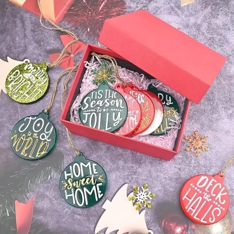 Christmas Silicone Resin Mold Round Pendant with Holiday Phrases for DIY Epoxy Resin Crafts Home Decor Ornament Making Supplies