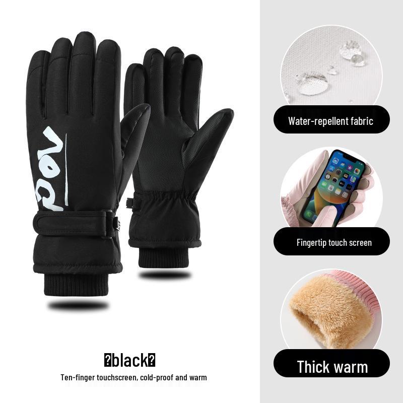 Women's Touchscreen Ski Gloves with Anti-Lost Buckle, Cold-Proof, Fleece-Lined, and Warm for Winter Sports and Cycling