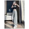 Spring Autumn Solid Elastic Waist Wide Leg Pants Women Loose Casual Drawstring All-match Sweatpants Trousers