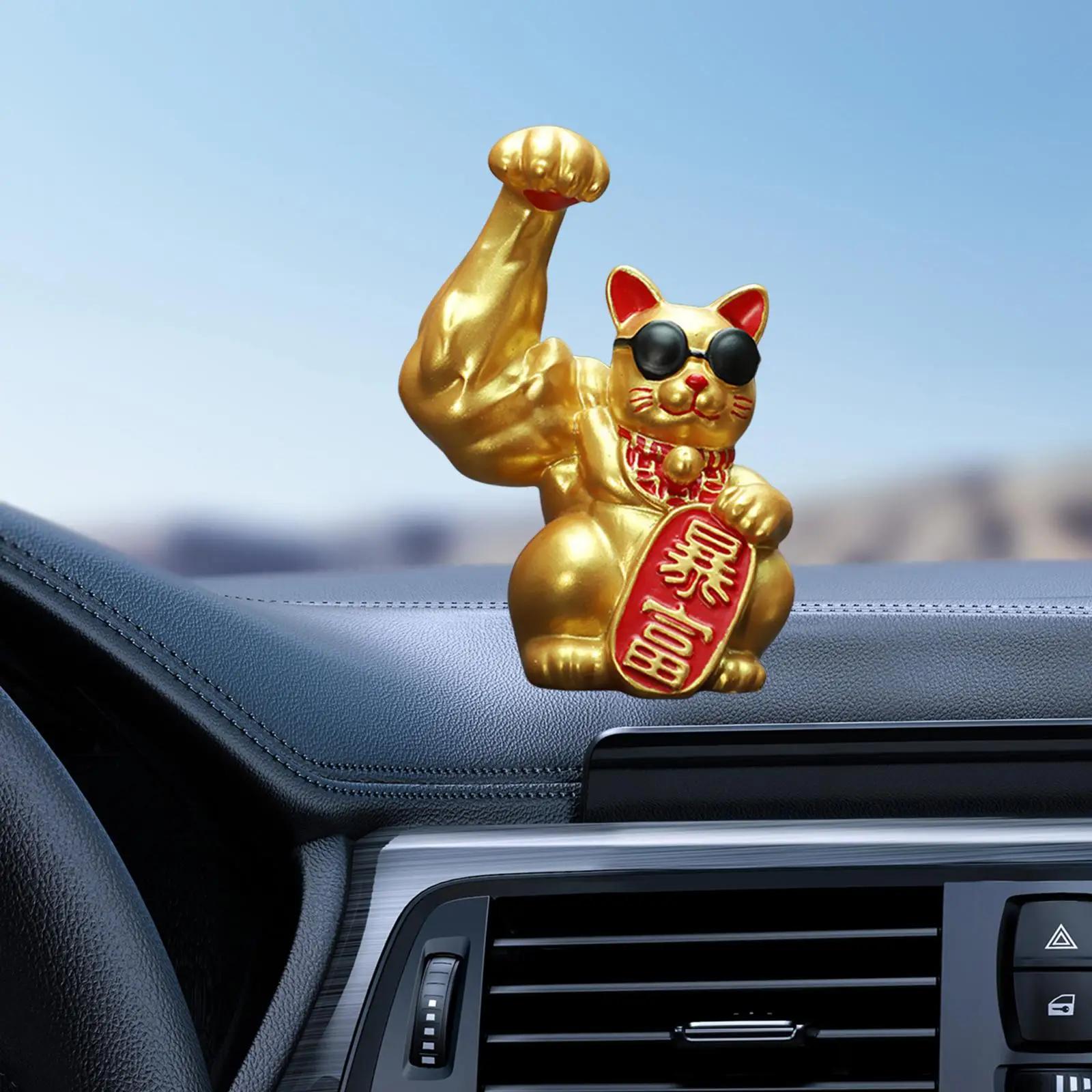 

Lucky Cat Big Muscle Arm Figurine, Funny Maneki Neko Resin Statue, Feng Shui Desk Counter Store Bookshelf Decor, Gift