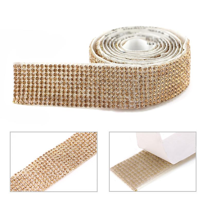 Autocolant cu stras de cristal autoadeziv de 1 metri, bandă cu diamante, autocolante cu sclipici pentru artizanat manual, decorarea telefonului auto