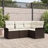 4-piece Garden Sofa Set with Brown Poly Rattan Cushions, 2-seater Garden Sofa with Storage and 3354007