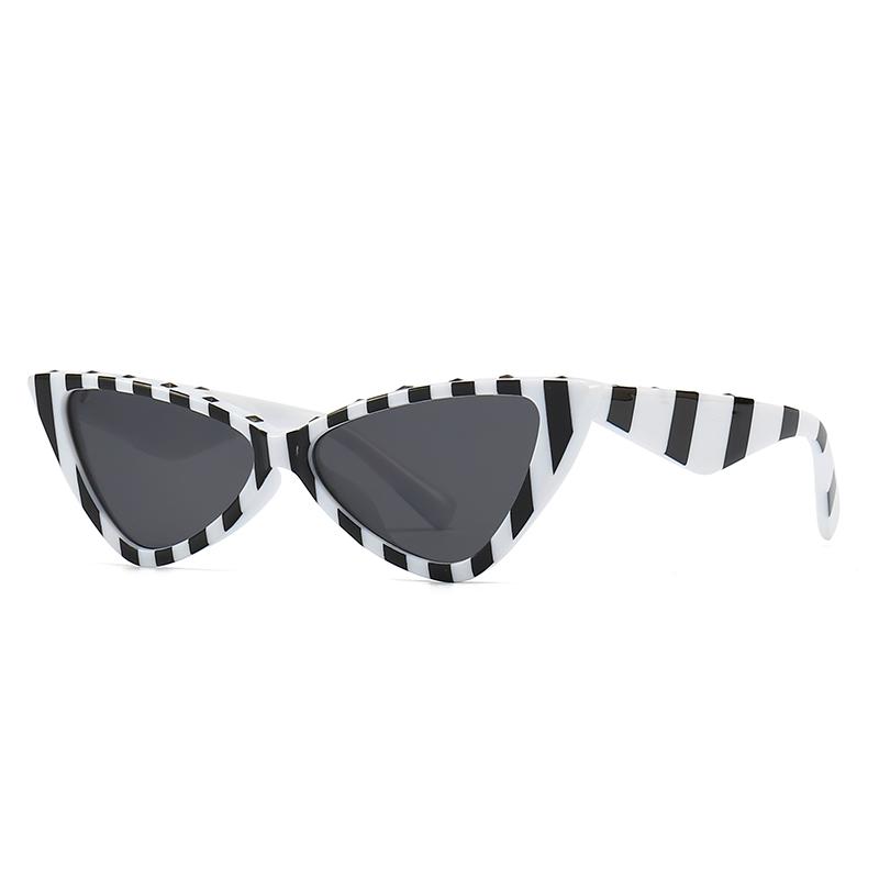1038 Zebra Pattern Catwalk Sunglasses Women Narrow Model Street Style Cat Eye Fashion Trendy
