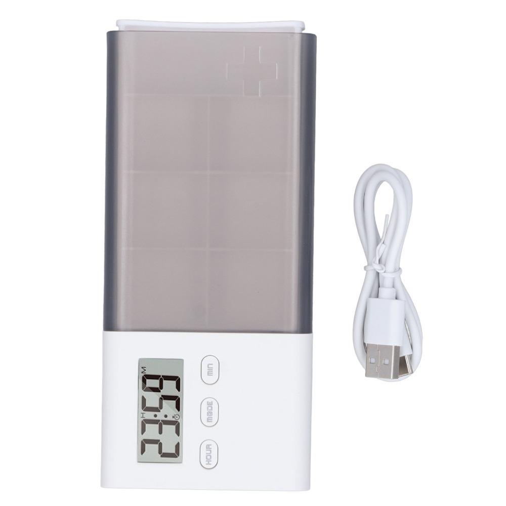 

Vibration Alert Digital Medicine Box USB Rechargeable 5 Sets Alarm Electronic Medication Organizer Digital Pills Box Travel Use сірий