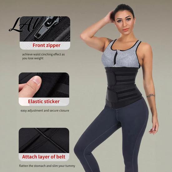 Women Body Shaper Waist Trimmer Belt with Zipper Trainer Sweat Band Stomach Postpartum Belly Wrap Enhancing Lower Fat Sauna Slimming Abdominal