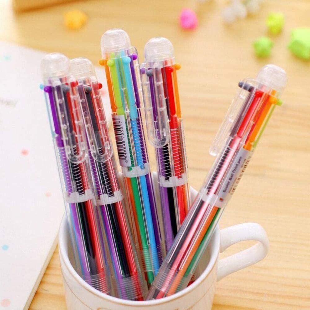 Multicolor Pens, 0.7mm 6-in-1 Multicolor Ballpoint Pen, 6-Color Retractable Ballpoint Pens for Office School Supplies