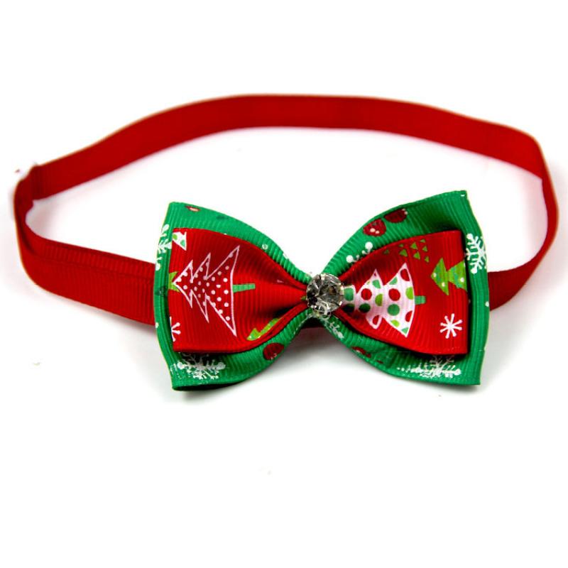 Pet  Collar Christmas Series Adjustable Flashing Diamonds Pet Bow Tie Collar