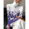 Women's Cheongsam Collar Long-sleeved T-shirt, Flower Positioning Printing, Suitable for Women, Regular Version