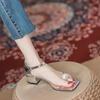 Pearl Toe Thick High-heeled Sandals Women's New Summer Versatile Skirt Beach Shoes