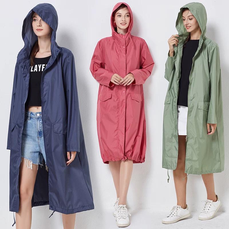 Raincoat Women's Trench Coat Type Thin Breathable Outdoor Hiking Hiking Single Body Waterproof Poncho Men's Multi-Color Portable