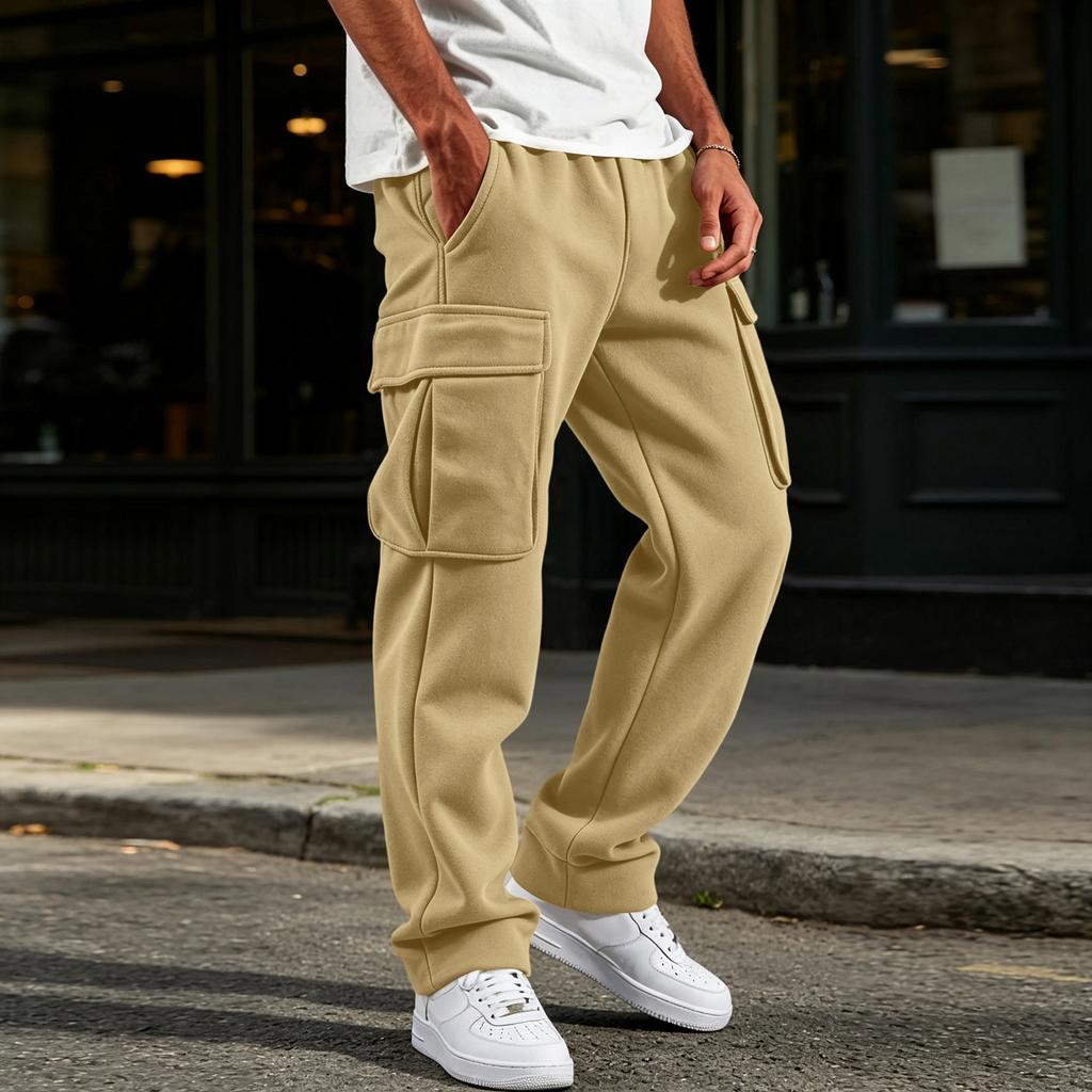 Herren-Jogginghose mit 4 Taschen, elastischer Bund mit Kordelzug, gerade Beine, Trainingshose