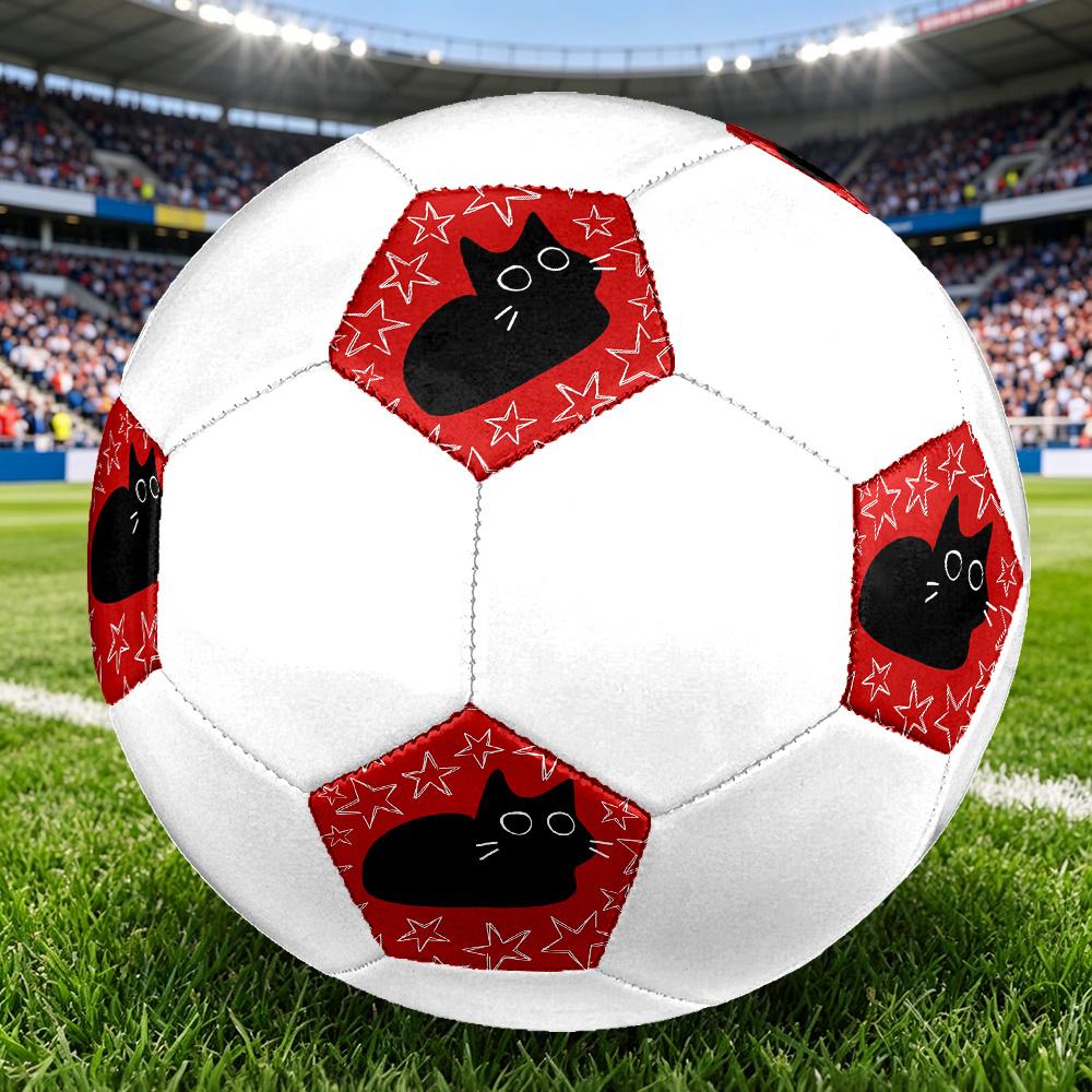 1pc Black Cat Stars Soccer Ball Size 5 Football Machine Sewn Indoor/Outdoor Universal Football Q66