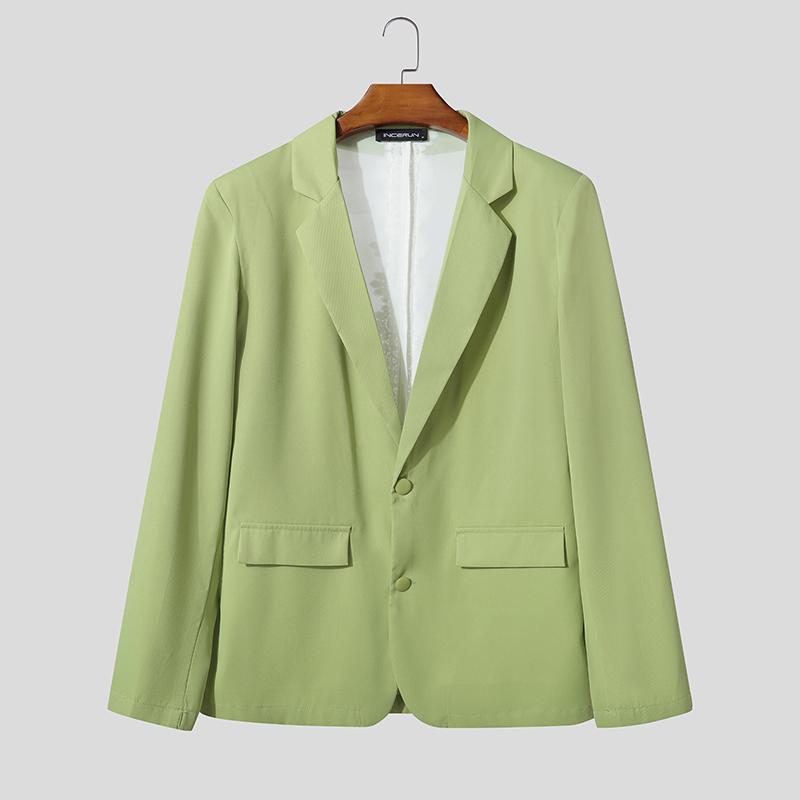 

INCERUN Мужской тонкий блейзер с длинным рукавом, кружевом сзади и прозрачной строчкой, пальто для вечеринок 4XL зелёный