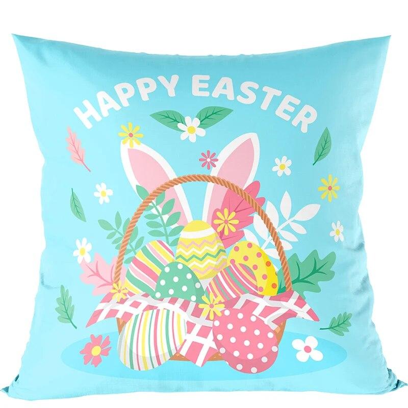 2024 Пасхальная декоративная наволочка с милым кроликом и яйцом, наволочка с Пасхой, украшение для дома, праздничный подарок 40x40cm