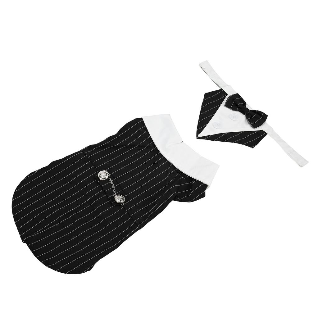 Traje de Casamento para Animal de Estimação Elegante Clássico com Riscas Verticais Smoking Formal para Cão para Casamento Halloween Festa de Aniversário L