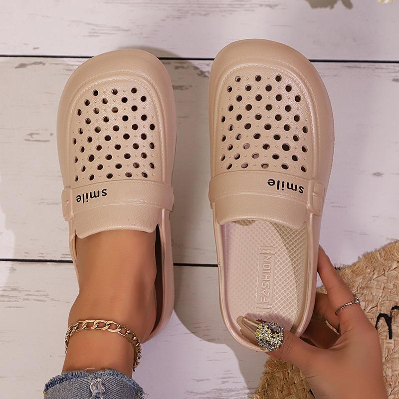 Lucyever Summer Hollow Out Closed Toe Slippers Women Lightweight Soft Sole Casual Sandals Woman Non Slip Beach Flip Flops Female