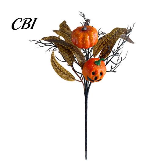 Autumn Harvest Bouquet Halloween Flowers Decorations, Black Artificial with Pumpkin Rose Eucalyptus Maple Leaf And Orange Floral Stems, Indoor