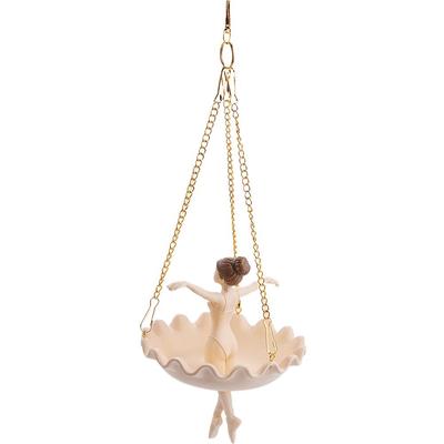 Resin Ballet Dancer Hanging Planter Whimsical Hand Carved Girl Hanging Plant Basket Elegant Dancer Artistic Plant Holder