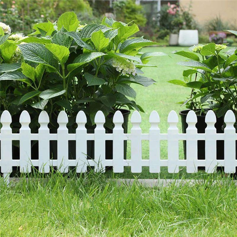 ABIY Plastic Picket Garden Fence Path Border, Set Of 4