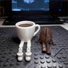Figurky kávových zrn/šálků s pohyblivými nohami Realistické 3D tiskové Kávové stolní dekorace pro domácí kancelář auto