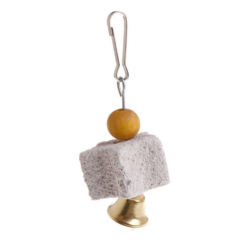 Parrots Chewing Toy Bird Beak Grinding Stone with Bells