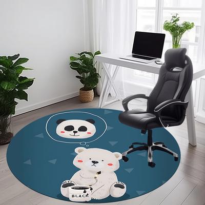 1 Stück Panda Bär Büro Runder Teppich, Indoor-Matte Geeignet für Büro, Unter Bürostühlen Schlafzimmer Wohnzimmer Heimdekoration, Raumdeko