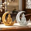 Moon Buddha Statue 3D Printing Meditating Buddha Figurine for Zen Garden Home Decor Spiritual Ornament Yoga Space Spiritual Gift