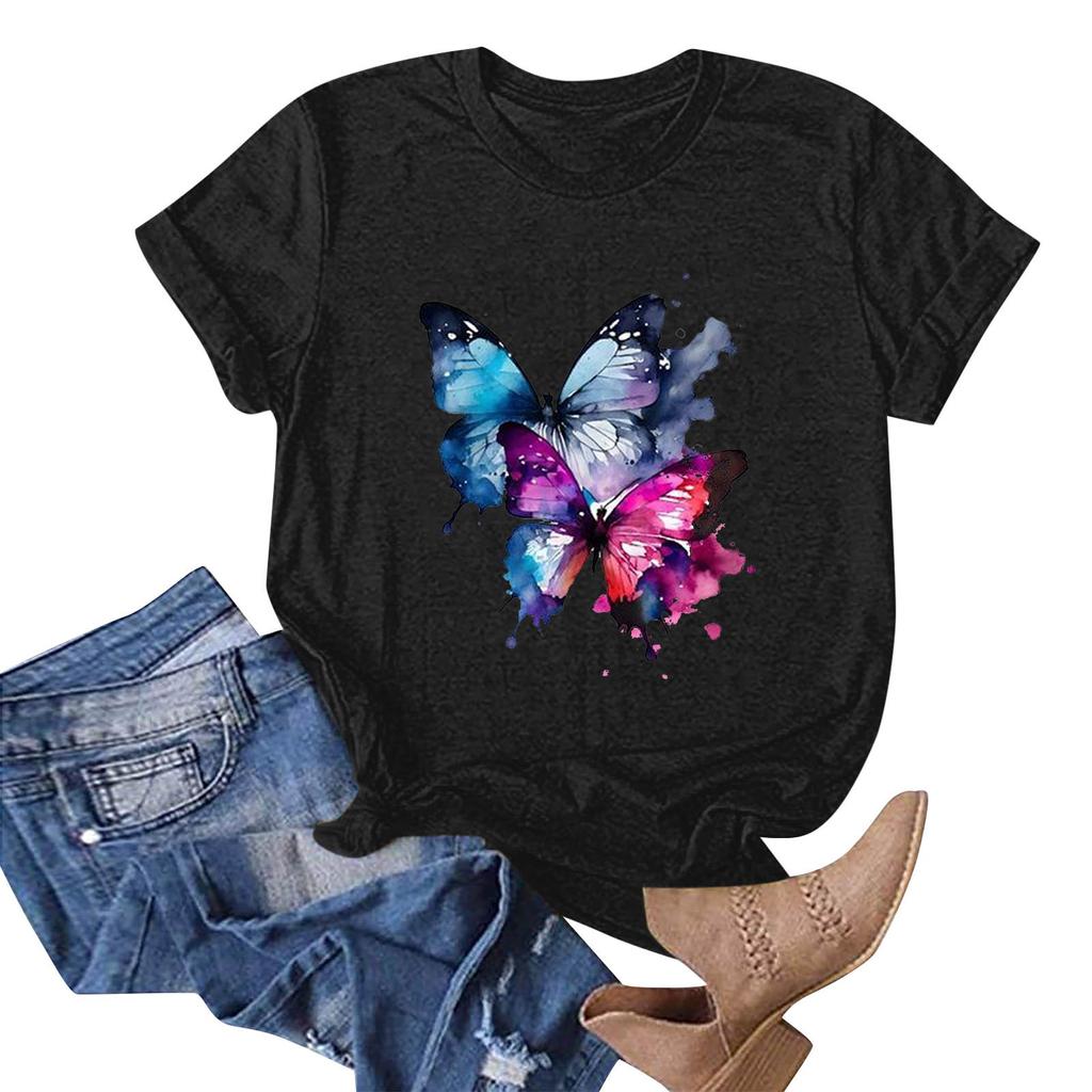 Tricou cu mânecă scurtă pentru femei, ocazional, cu decolteu în formă de pulover