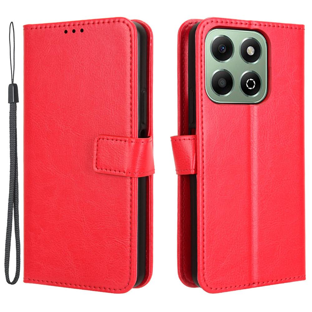 For Honor X6b 4G Phone Stand Case Crazy Horse Texture PU Leather Cover Wallet