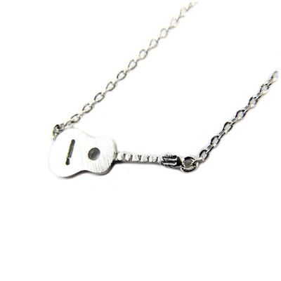 [Q1496] - Handmade Silver 'Guitar' Necklace - 17x6 Mm
