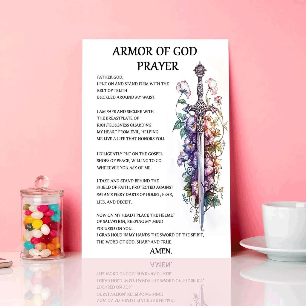 Armor of God Canvas Wall Art Christian Spiritual Warfare Prayer Wall Art,Victorious Christian Living Quotes Painting Artwork Wall Decor For Home