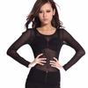 Women's Spring Autumn Black Fully Transparent Mesh Base Layer Long Sleeve Sexy Sheer Thin Mesh Top Ultra Stretchy Mesh Clothing