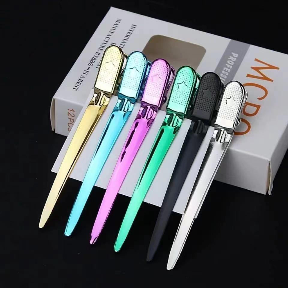 Professional Fluffy Wave Styling Duckbill Hair Clip 12 Colorful Duckbill Clips, Pink