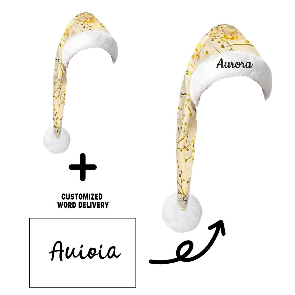 Personalized Custom Embroidered Gold-stamped Imitation Pattern Long Trim Christmas Decorative Hat