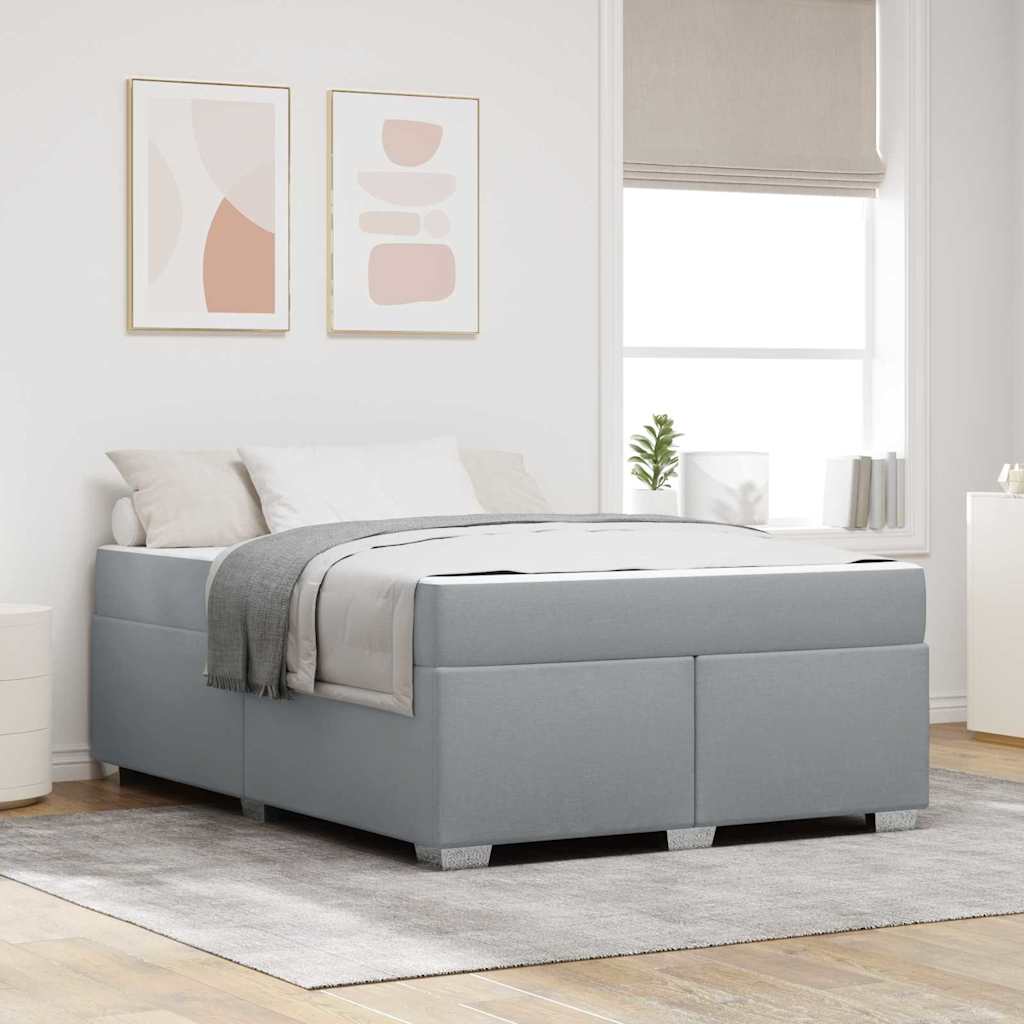 Bed Frame with Mattress Light Grey 140 X 200 Cm Fabric