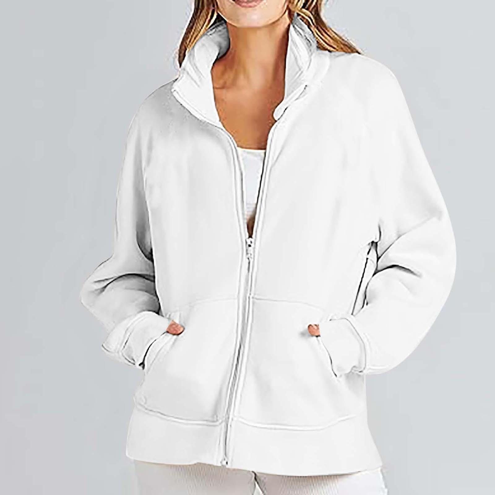

Женские толстовки с капюшоном, с длинным рукавом, повседневные, на полной молнии, свитшоты, куртки-кофты, с карманами L белый