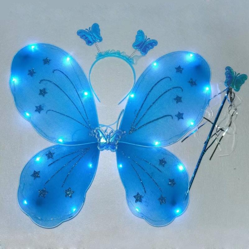 Scintillante Carina Sognante Fata Principessa Angelo Bacchetta Farfalle Ala Cerchietto Festa di Compleanno Halloween Cosplay Costume Accessorio