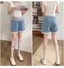 2026 New Style Tummy Support Maternity Denim Shorts with Lace Trim – Summer Wide-Leg Hot Pants