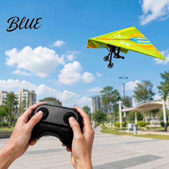 DIY Electric RC Plane Remote Control Paper Airplane Kit with 16/32 Colorful Paper Beginner Friendly Aircraft Gyro Stabilizer Glider Assembly